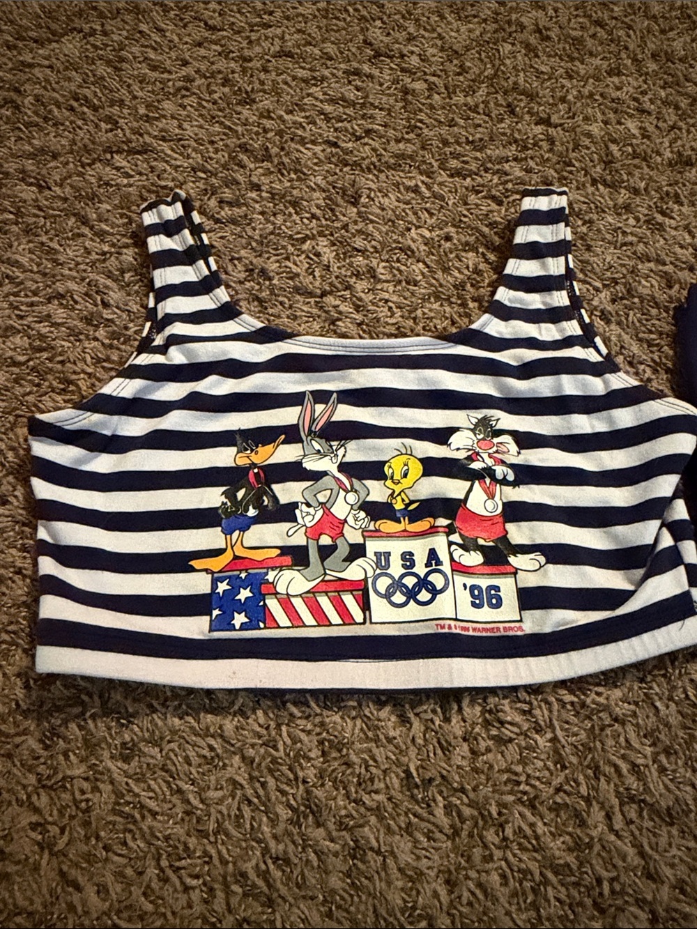 USA Olympic Looney Tunes bra top and biker shorts set size large